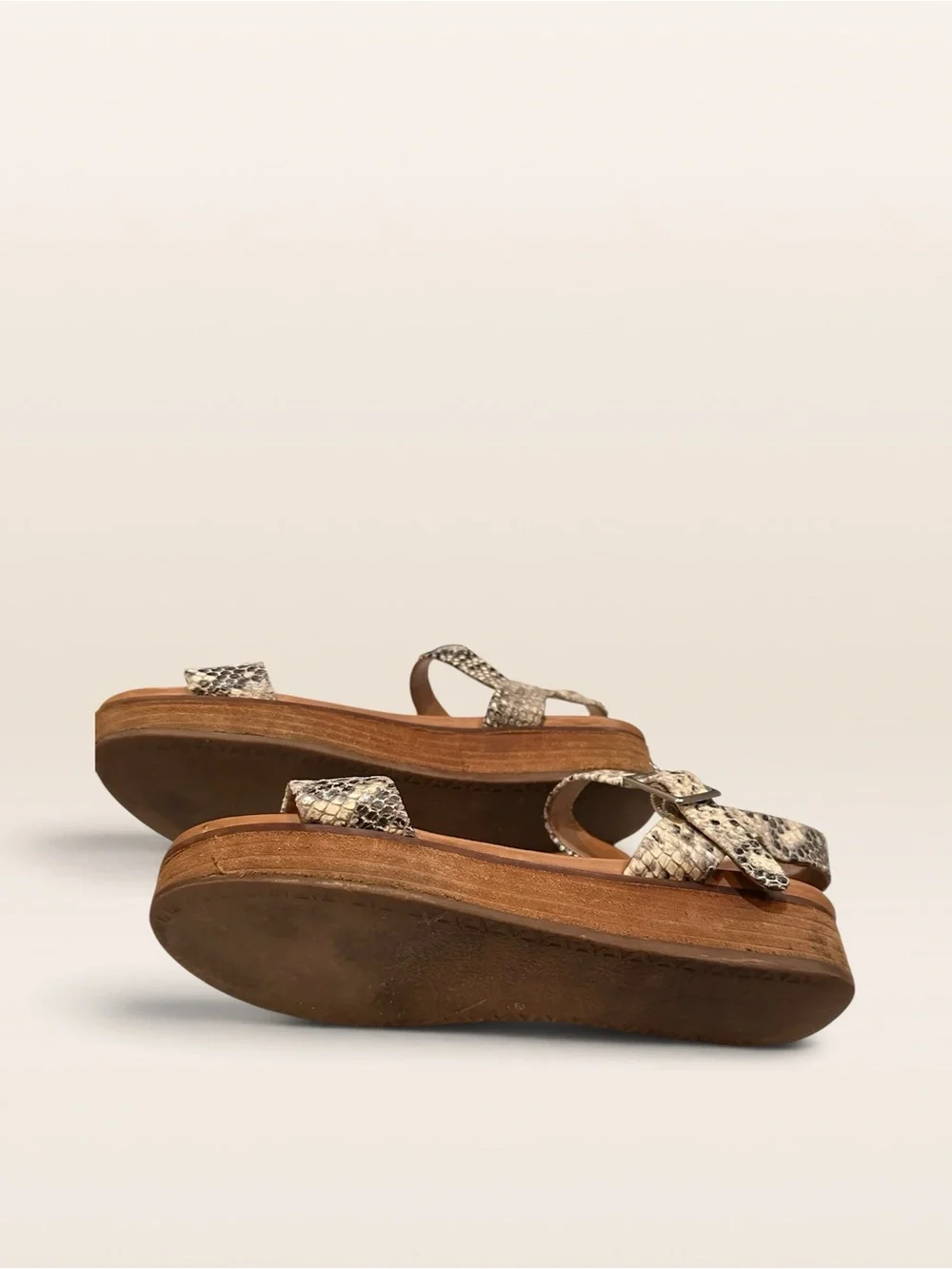 Steve Madden Aida Snake Print Leather Flatform Sandals Size 9M